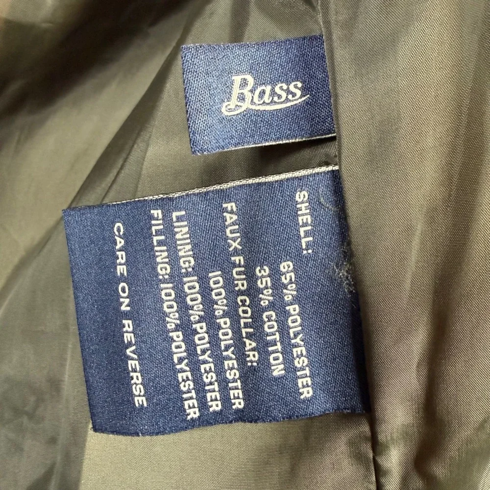 G.H. Bass Sherpa Collar Puffer Jacket Mens Large Green Tan Colorblock Canvas